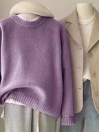 Weicher, wachsartiger Rundhals-Pullover aus 100 % reinem Kaschmir für Damen, lockerer Pullover, Herbst- und Winter-Kurzpullover