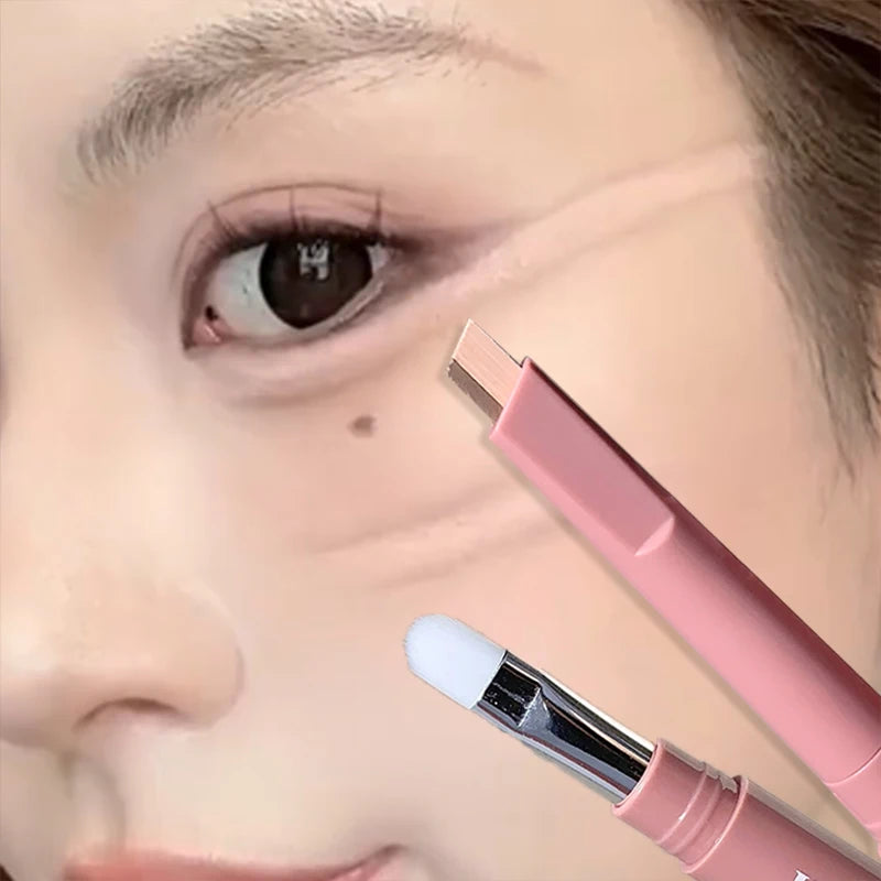 Matte Brightening Lying Silkworm Pen Pink Brown Two-color Highlighter Contour Shadow Pen With Detail Blending Brush Eye Makeup Main image