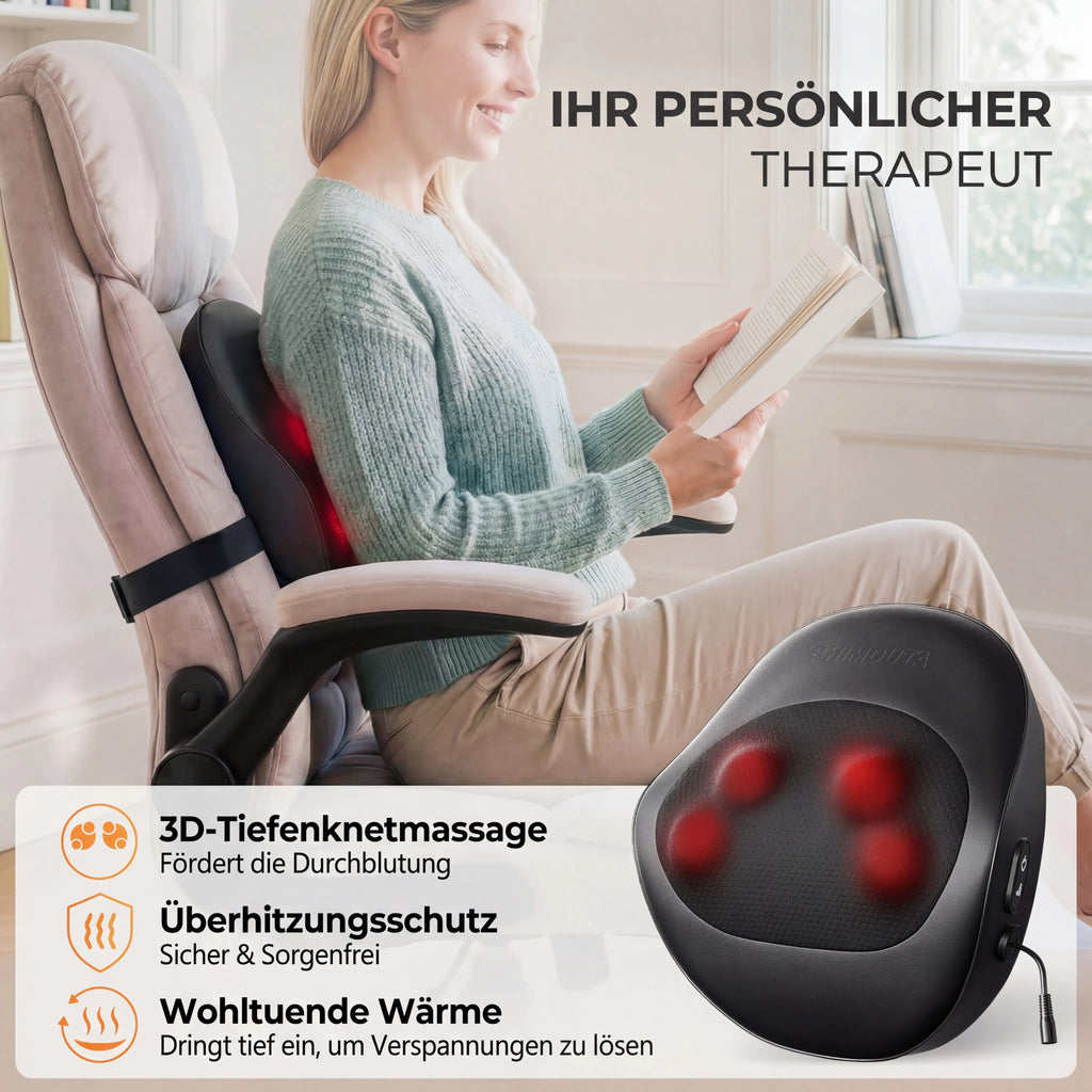 Massagegerät mit Heizfunktion, 3D Shiatsu Massagegerät zur Entspannung, Heizmassage mit Shiatsu-Knetmassage, Bestes Geschenk für Männer und Frauen