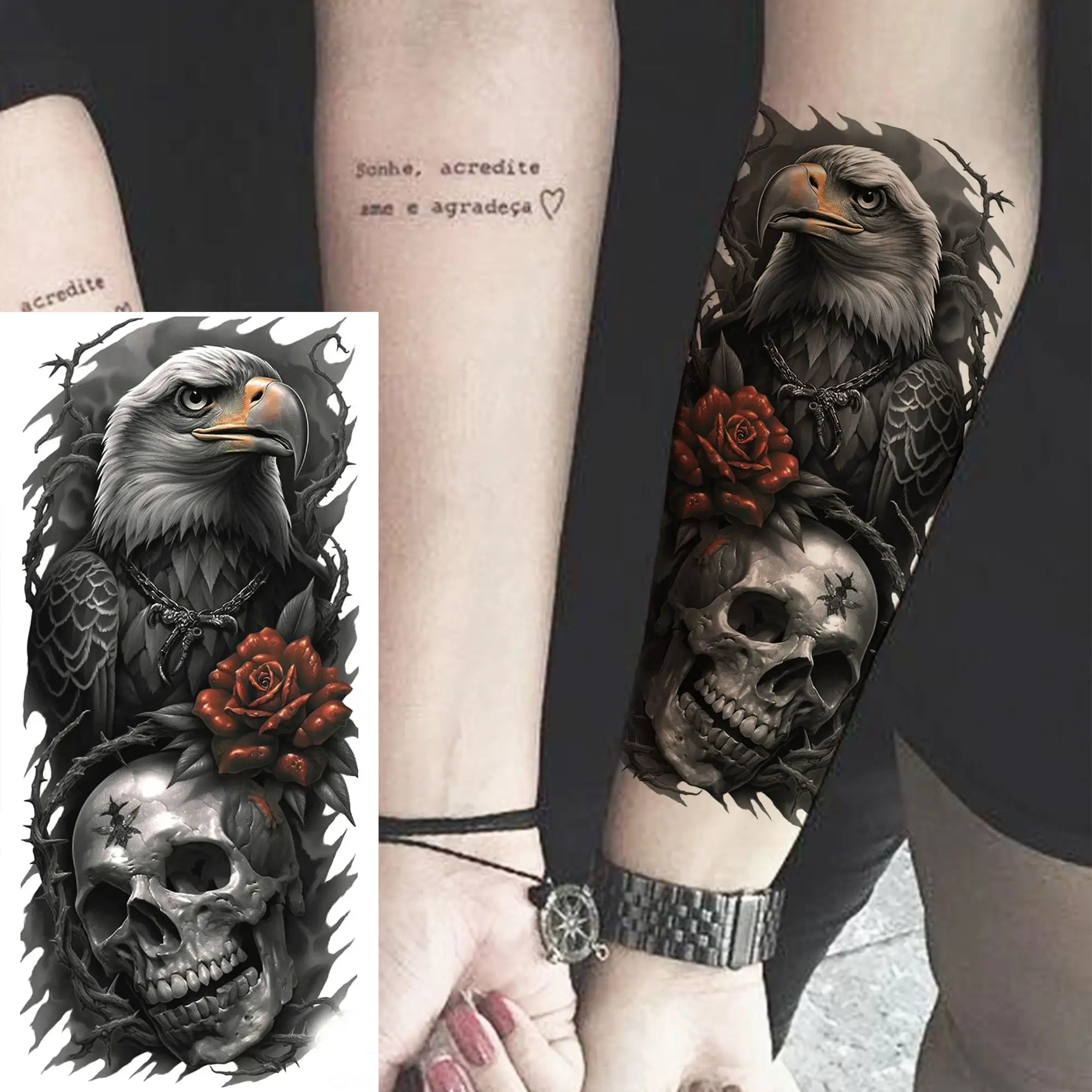 1 Blatt Kobra Schlange Drache Skorpion Temporäre Tattoos für Männer Frauen Wasserdicht Langlebig Löwe Tiger Wolf Fake Tattoo Aufkleber