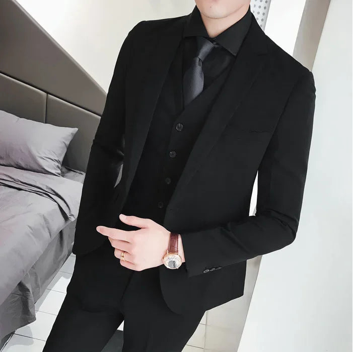 Neue Anzüge (Blazer + Weste + Hose) Herrenmode Business Hochzeit Gentleman Voller Professioneller Interview Formeller Freizeit Anzug
