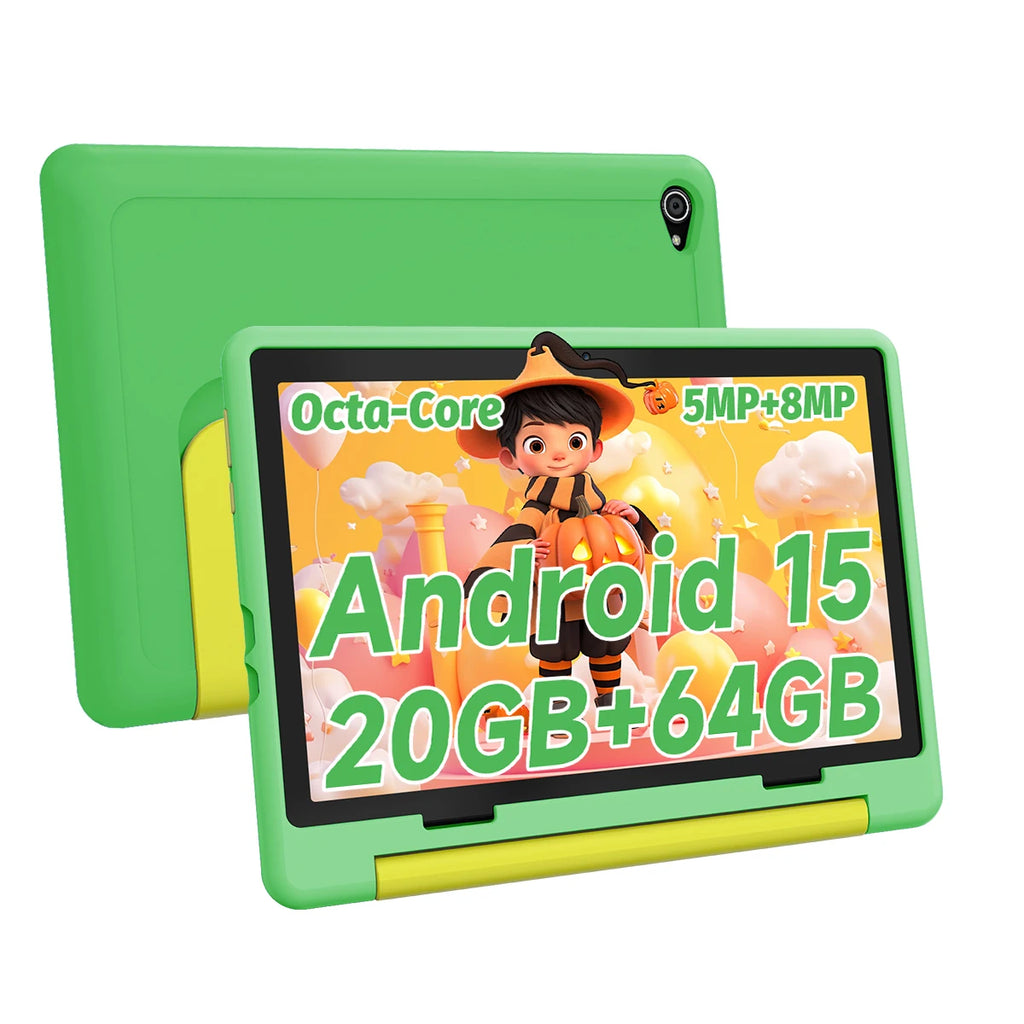 Kinder-Tablet 10 Zoll Android15 20GB RAM 64GB ROM 128GB erweiterbar 5000mAh 8-Core WiFi Bluetooth Kindergeschenk KIDOZ Kindersoftware