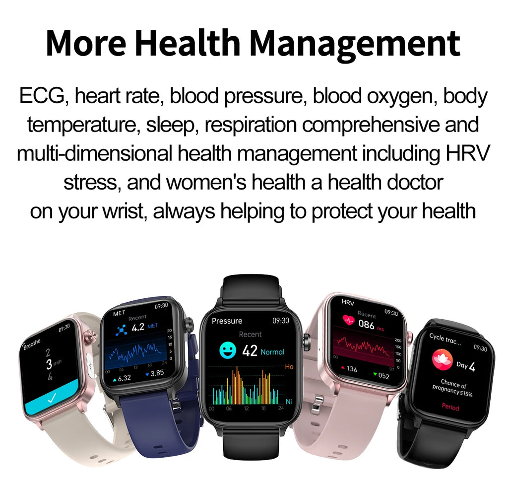 2025 Neue KI-Diagnose Blutfette Harnsäure Körperzusammensetzung Test Smartwatch für Herren EKG+PPG Bluetooth Anruf Gesundheits-Smartwatch