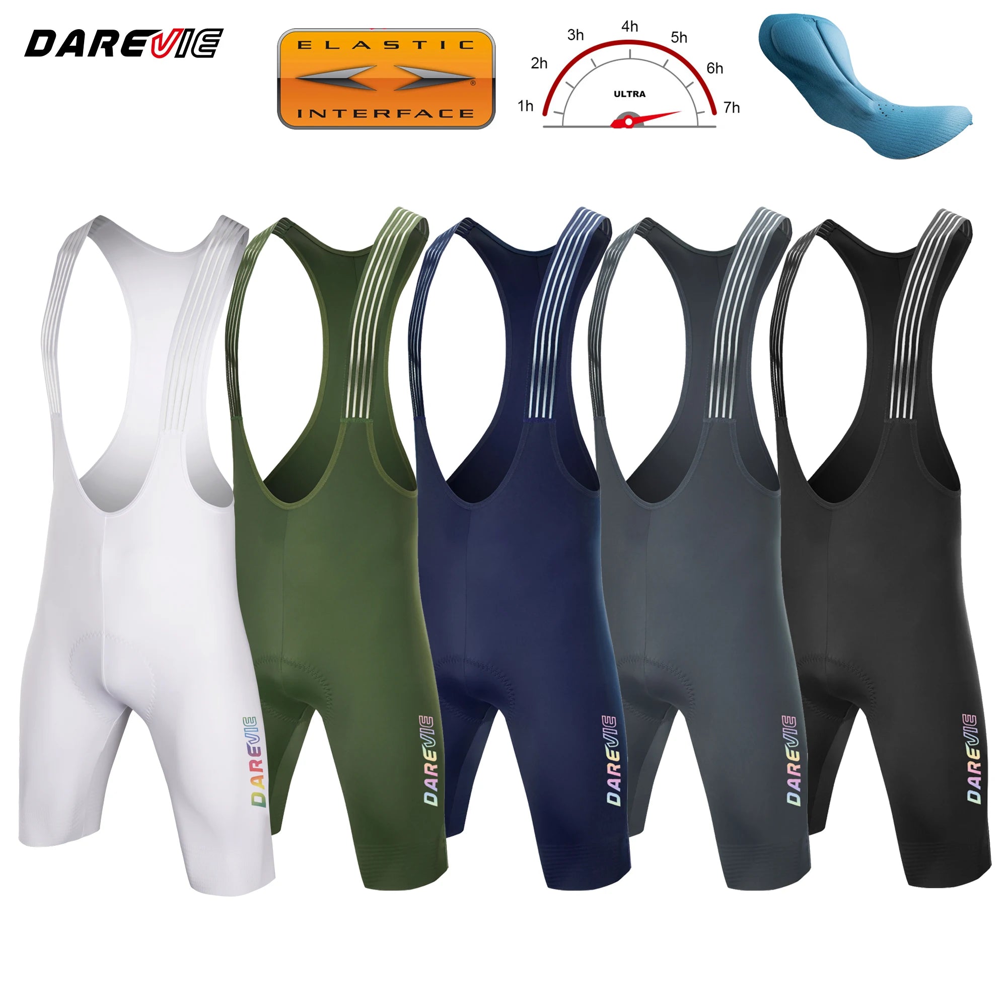 DAREVIE Radhose Seamless 4.0 Italien ELASTIC-INTERFACE Polster Radhose Diamond Beinabschluss Herren Trägerhose
