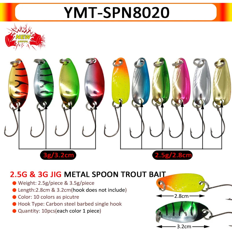 7/9/10 Stück Forellenköder 2,5g/2,6g/3g/3,2g/3,5g/5g Metalllöffel Angelköder Wobbler Casting Jigging Angelzubehör Pesca Döbel