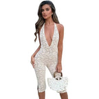 Avrilyaan Spitze Sieben-Punkte-Hose Bodycon Sexy Party Tiefer V-Ausschnitt Playsuits Damen Strampler Damen Jumpsuit 2025 Sommer Overalls