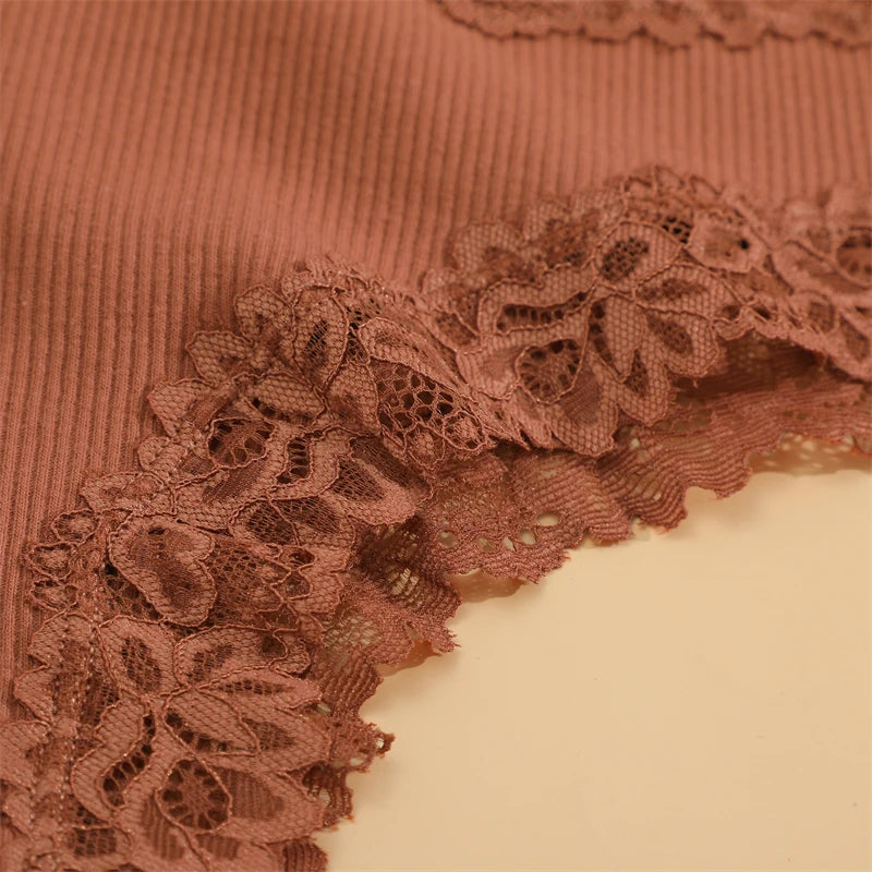 FINETOO 3er-Pack Damen Baumwollunterwäsche Slips Sexy Spitze Brasilianischer Slip Niedrige Taille Blumenmuster Einfarbig G-String Atmungsaktive Dessous