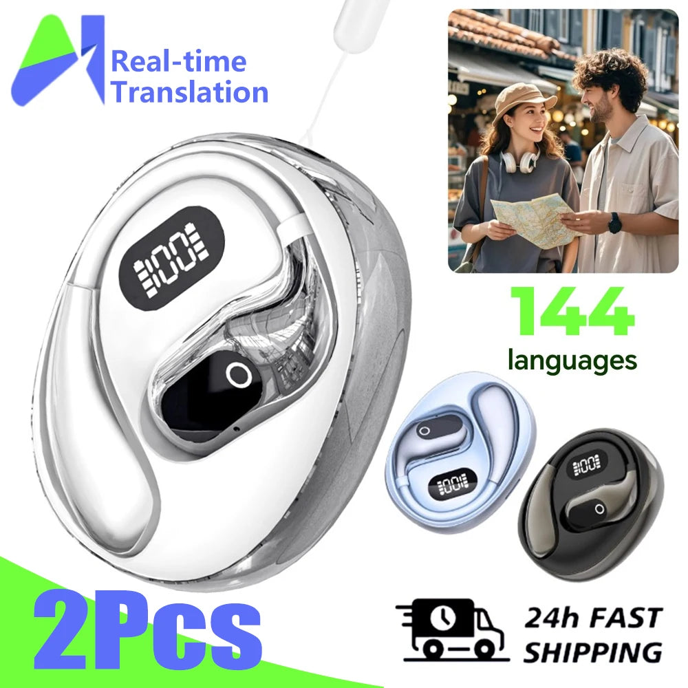 Echtzeit-Übersetzungs-Kopfhörer 144 Sprachen Übersetzer Kopfhörer Kabellose Bluetooth 5.4 Headsets für Business, Büro, Reisen
