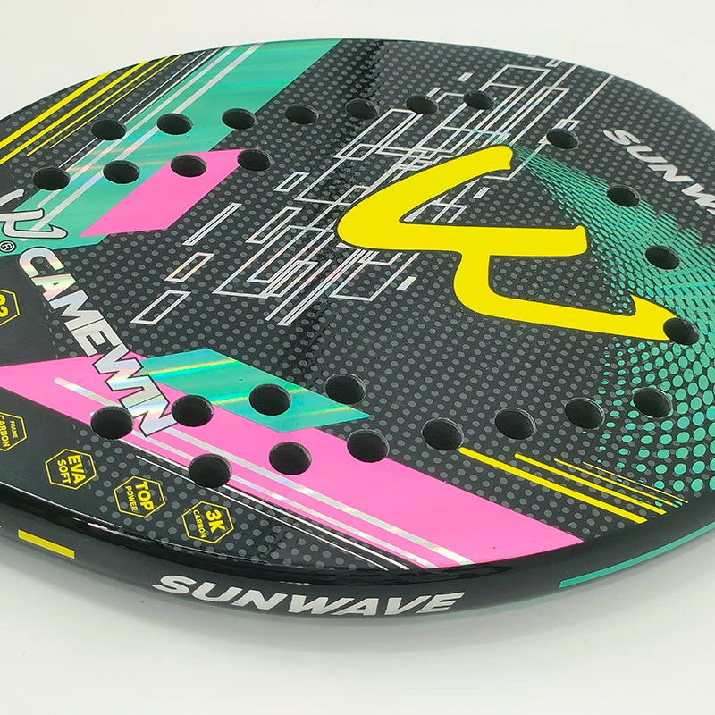 Camewin 3K Beach Tennisschläger Vollcarbon Raue Oberfläche Outdoor-Sport-Schläger für Herren Damen Erwachsene Seniorenspieler 2024 Neu