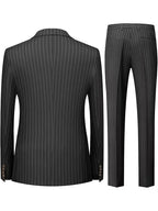 Herrenanzüge Herren Zweiteiliger Anzug Zweireihig Herren Modisches und Slim-fit Design Bräutigam Hochzeitsanzug Lässiger gestreifter Stoff
