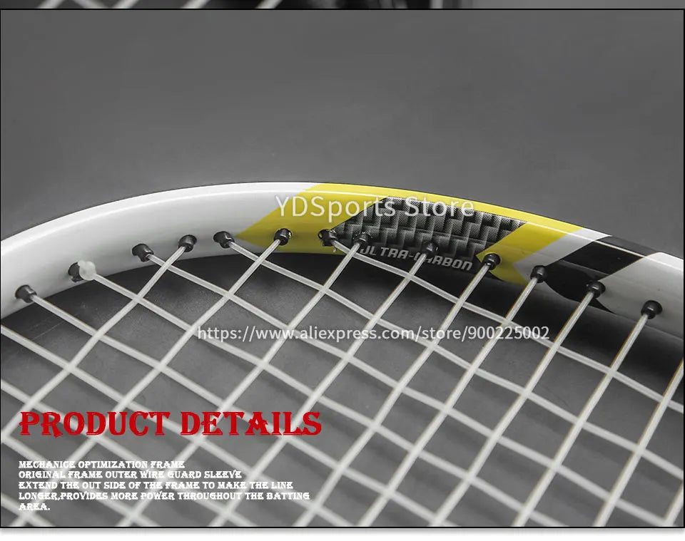 Professional Unisex Carbon Fiber Tennis Racket With Bag Training Paddle Rackets For Adult Men Women Ultra Light Racquet
