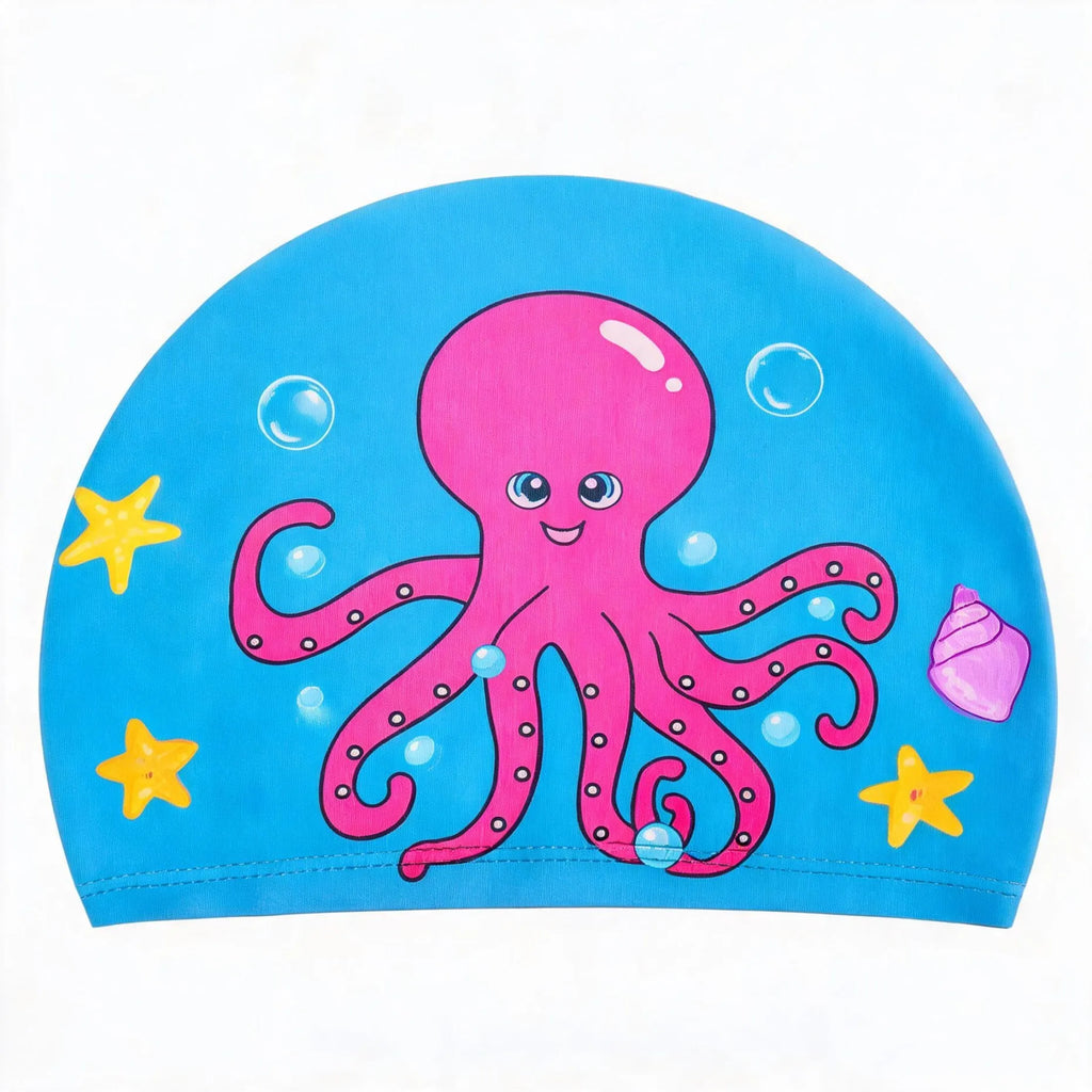 Kids Cartoon Animal Swim Cap 4Pcs/Set Quick Dry Polyester Nylon Elastic Bathing Hats for Boys Girls