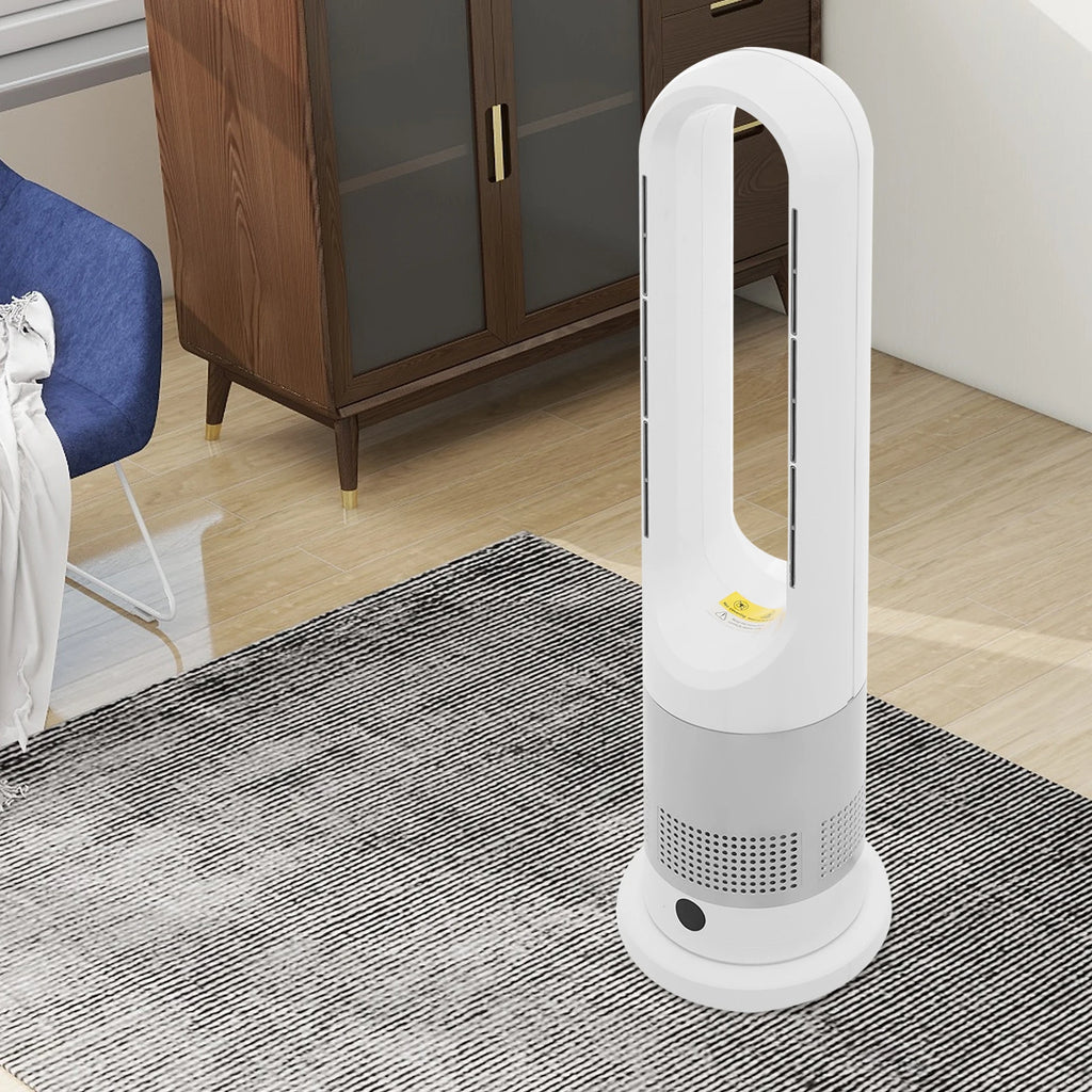Ganzjähriger Dual-Modus Kühl-Heizturmventilator mit Fernbedienung 1200W Heizung 8 Geschwindigkeiten 9H Timer 80° Oszillation Sicher, Bladeless
