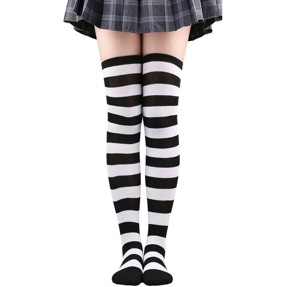 Farbige gestreifte Strümpfe Japanische Overknee-Socken Mode Frauen Warmhalten Socken Sexy Schlanke Lange Socken Strumpfwaren JK Cosplay Lolita Y2k