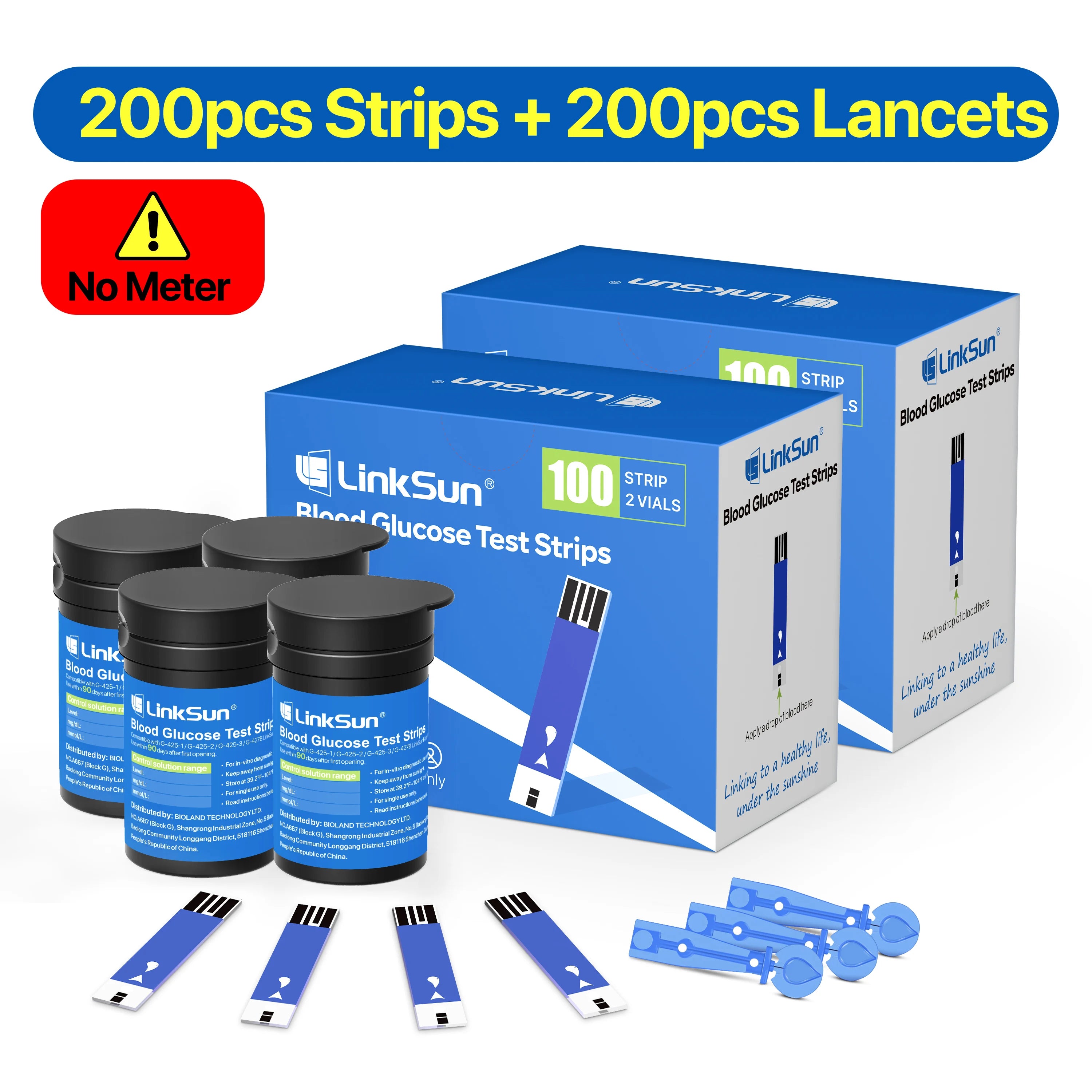 LinkSun G-425-1 Blutzuckermessgerät-Kit 50/100 Stück Teststreifen Lanzetten für Diabetes-Monitor Digitales Glukometer Blutzuckermessgerät