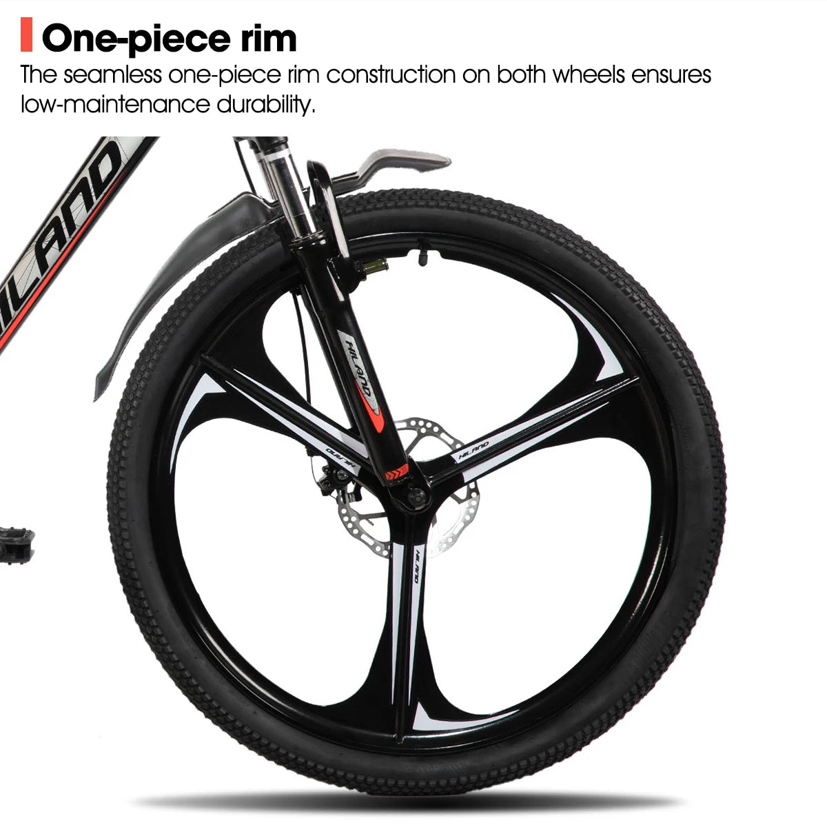 HILAND Mountainbike, 3-Speichen-Rad, 18 Gänge Schaltung, Aluminiumrahmen 26 Zoll Räder, Scheibenbremsen Fahrrad für Herren Damen Herren-MTB