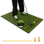 Golf-Schlagmatte, 1,5 m x 0,9 m Kunstrasen Golf-Übungsmatte mit 2 Golf-Gummi-Tees und 2 Ausrichthilfen, tragbar für Golf