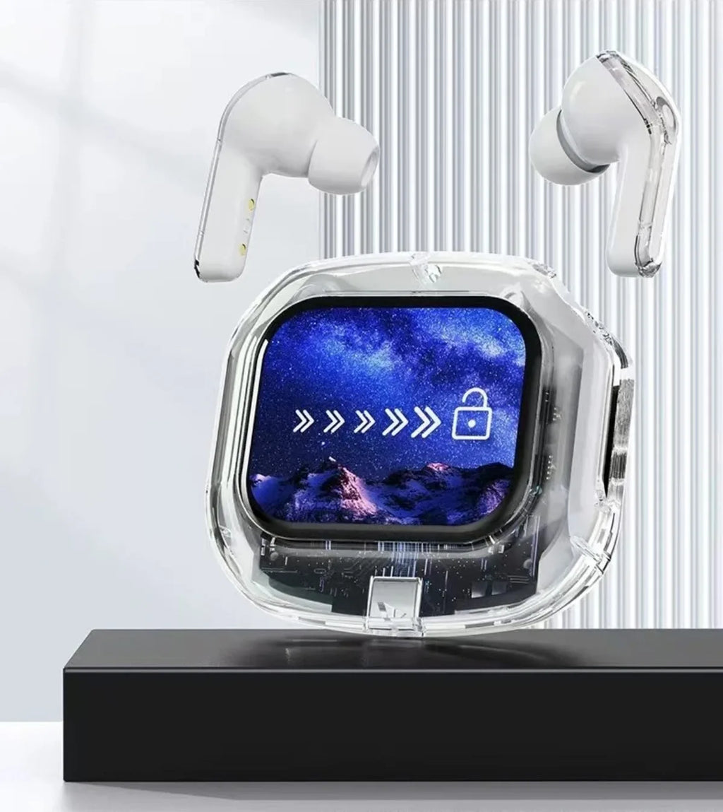 Übersetzung Kopfhörer mit Touchscreen Kabellos Bluetooth 5.4 Smart Earphone HiFi Audio Hohe Qualität Transparente Hülle Headset