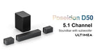 ULTIMEA 5.1 Virtuelle Surround-Soundbar, 3D Surround Sound System, Soundbar für TV mit Subwoofer und Rücklautsprechern, Poseidon D50