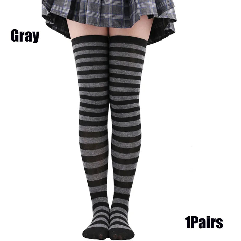 Farbige gestreifte Strümpfe Japanische Overknee-Socken Mode Frauen Warmhalten Socken Sexy Schlanke Lange Socken Strumpfwaren JK Cosplay Lolita Y2k