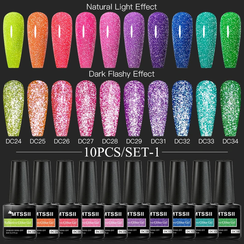 10/12PCS/SET Katze Magnetisches Gel Nagellack Set 9D Reflektierendes Glitzer Gel Halbpermanentes UV Gel Soak Off Funkelndes Nagelkunst Kits