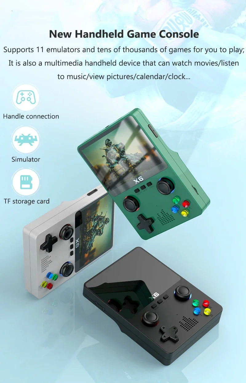 Retro Handheld-Spielkonsole 3,5 Zoll IPS-Bildschirm Dual 3D Joystick 11 Simulatoren GBA Videospiel-Player 10000+ Spiele als Geschenk für Kinder