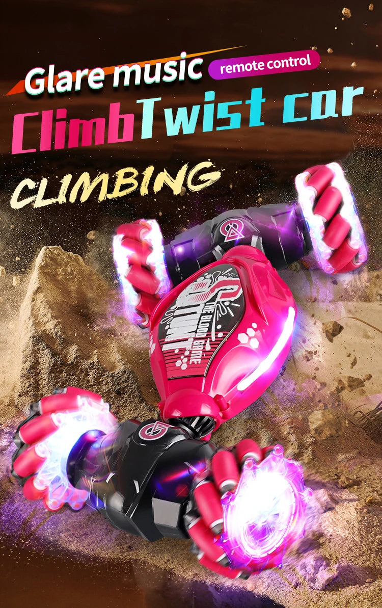 4WD RC Drift-Auto mit Musik, LED-Lichtern, 2.4G Gesten-Funkfernbedienung, Sprüh-Stunt-Auto, 360° drehbares Kletterauto, Spielzeuggeschenk