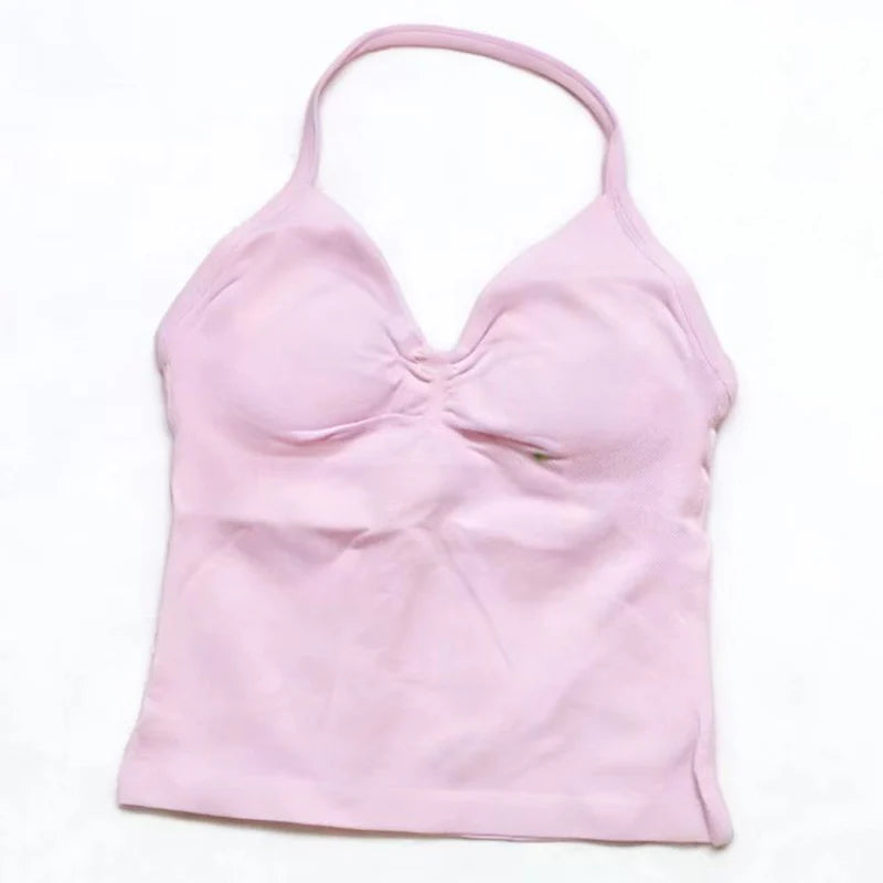 Gym Schöner offener Rücken BH Laufen Training Impact Neckholder Longline Trägertop Sport Yoga Weste Damen Fitness Tank Top