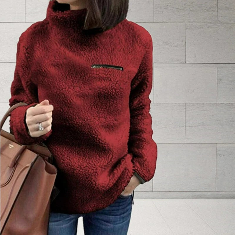 Winter Superweicher und bequemer einfarbiger Rollkragenpullover Damenpullover Mode Reißverschluss Sexy Oberteil Damen Hipster Kleidung