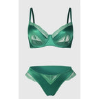 Sexy französisches Satin-Spitzen-Dessous-Set für Damen mit großer Oberweite, transparenter, schmaler Brustbereich, ultra-dünnes Sommer-BH-Set mit kleinen Cups, S-XL