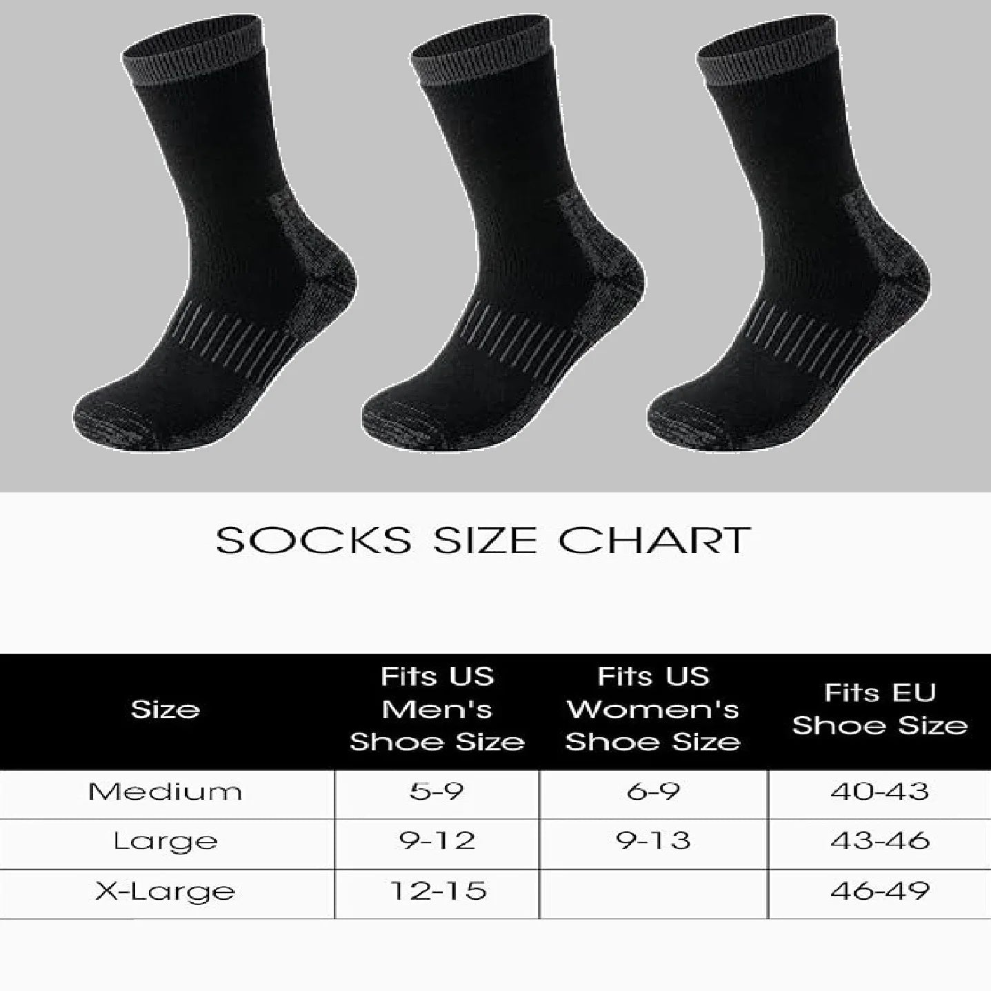 Merinowolle-Thermosocken, Unisex, 3 Paar vollgepolsterte Winterstiefelsocken, geeignet zum Wandern und Arbeiten bei kaltem Wetter