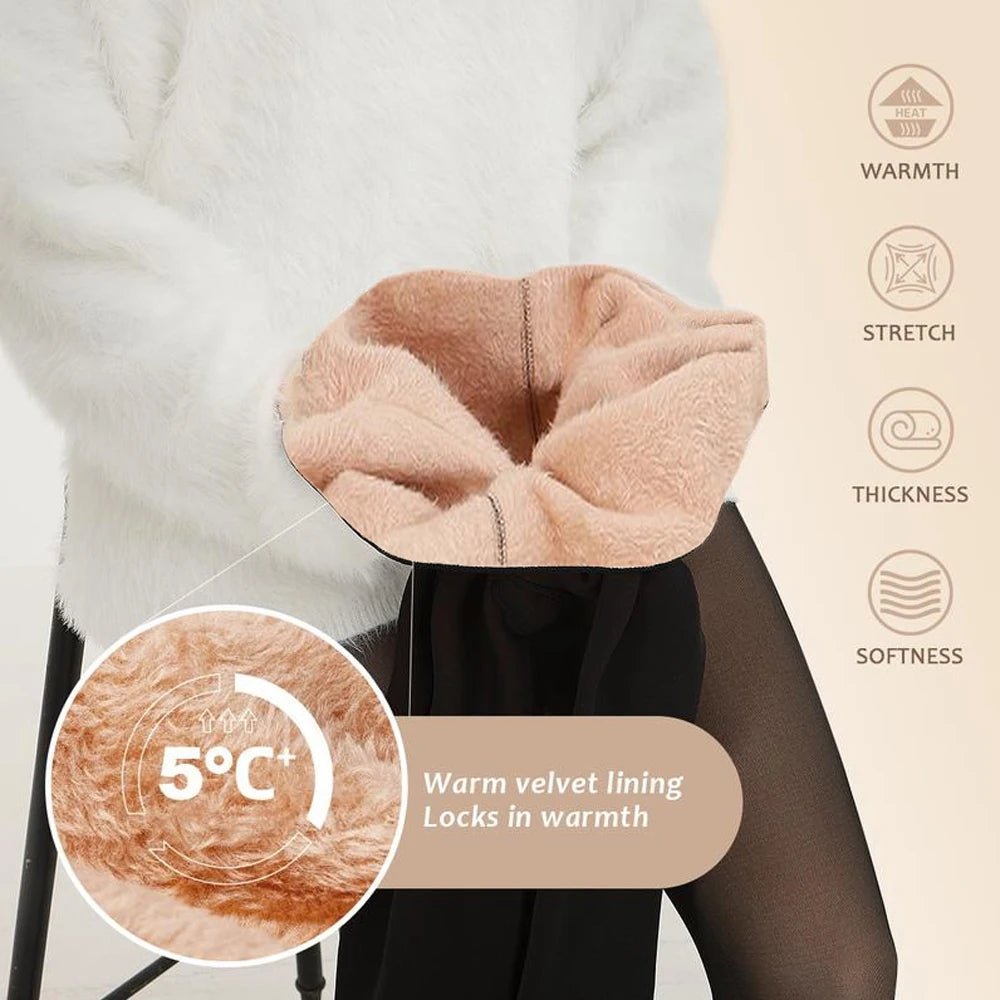 Einnaht-Fleece-Strumpfhose gefütterte Thermo-Leggings formgebender Kompressionsbund durchscheinende Strumpfhose transparente Fleece-Leggings große Größen