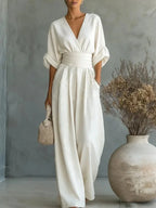 Einfarbige lässige weite Jumpsuits für Damen 2026 Sommer Elegante Overalls Damen Jumpsuits und Rompers Bodysuit Damenbekleidung