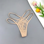 3 Stück Spitze Dünne Träger Tanga Frauen Tiefe Taille Sexy Perspektive Unterwäsche Damen Transparenter G-String Slip Plus Size T-Rücken