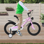 16 Zoll Kinderfahrrad Carbonstahl Mountainbike mit Stützrädern & LED-Licht für 5-8 Jahre, Höhenverstellbar, 60kg