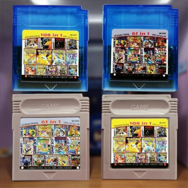 GBC Game Combo Pokémon Serie 61in1 108in1 Game Videospielkassette Karte, englische Version für GBC/GBA/SP/GBM