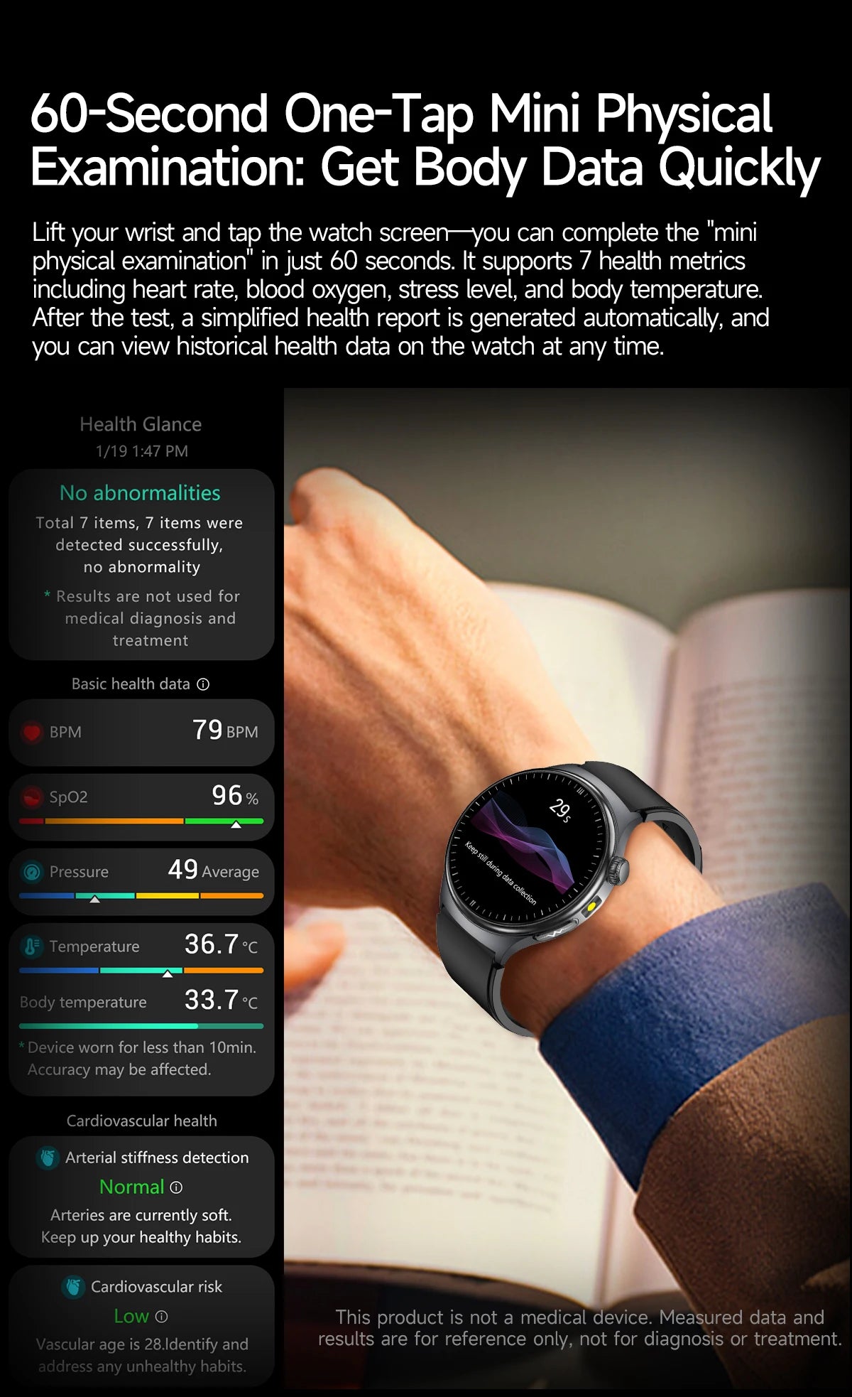 Neue genaue EKG-Smartwatch, Blutfettwerte, Fünf-Organe-Gesundheitscheck, Körpertemperatur, BT-Anruf, Sport-Smartwatches für Herren 2026
