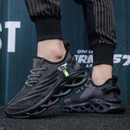 YRZL Herren Sportschuhe Laufen Schwarz Jogging Freizeit Sneaker Outdoor Atmungsaktives Mesh Damen Leichte Stoßdämpfung Schwarz Tennis