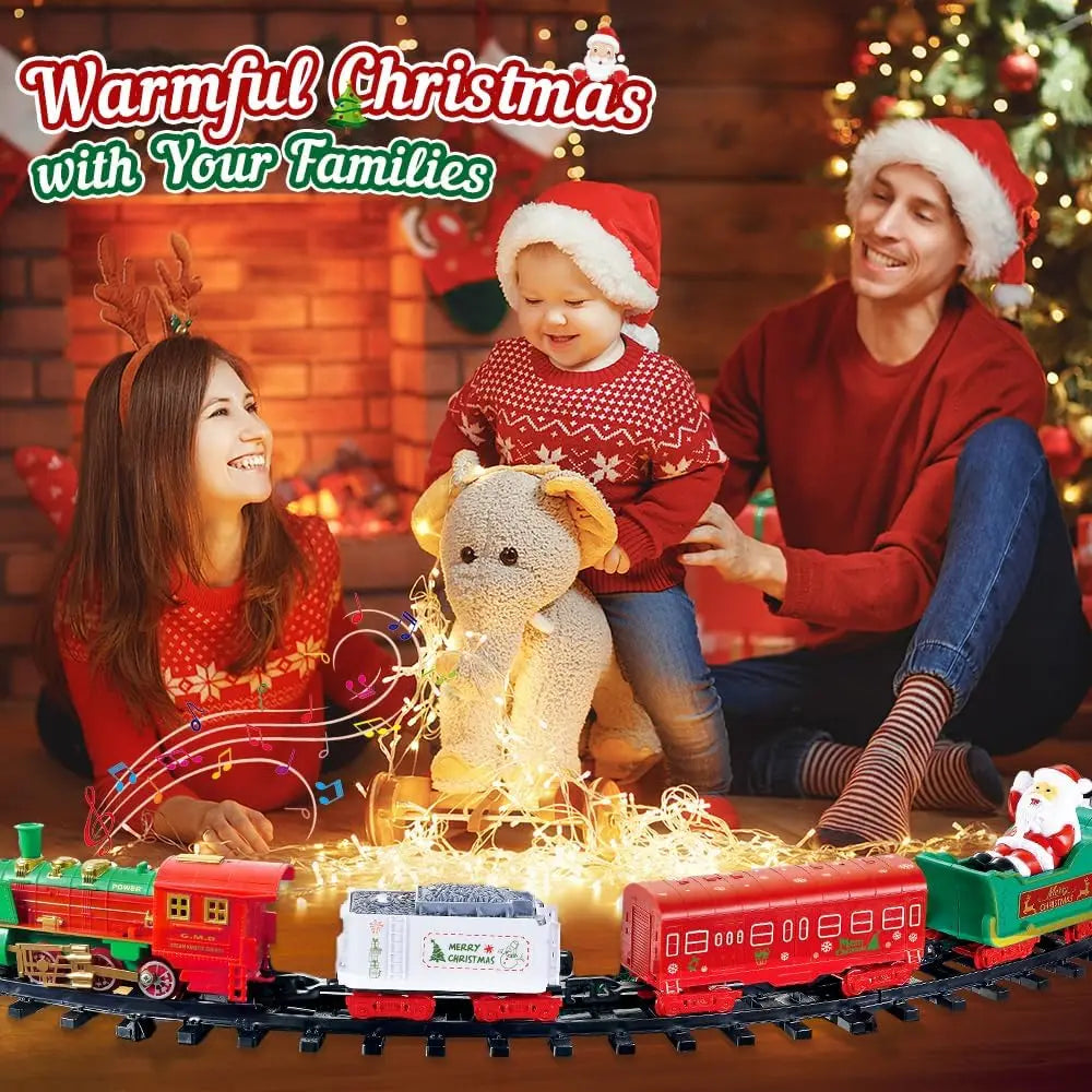 VATOS Hängender Weihnachtszug Spielzeug mit Licht und Sound, Zug um den Weihnachtsbaum, Dekoration, Geschenk, Indoor-Spielzeug für Kinder
