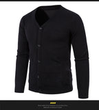 2024 M-5XL Herbst Herren Strickjacke Dünner V-Ausschnitt Basic Elastisch Slim Fit Dünner Pullover Einfarbig Freizeit Vielseitige Jacke