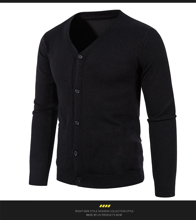 2024 M-5XL Herbst Herren Strickjacke Dünner V-Ausschnitt Basic Elastisch Slim Fit Dünner Pullover Einfarbig Freizeit Vielseitige Jacke