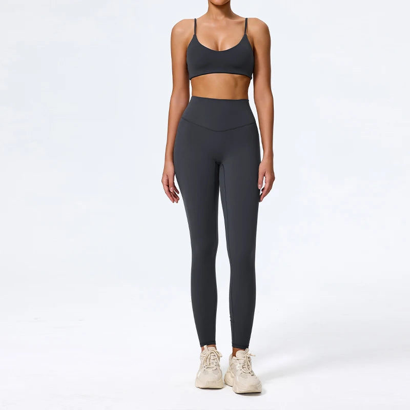 Hearuisavy Sommer Superweiches 2-teiliges Damen-Sportshorts-Set atmungsaktives Fitness-Yoga-BH Freizeit-Push-Up-Workout-Crop-Top