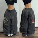 Amerikanische Y2K 2025 Neue weite Baggy Black Jeans Oversized Damen Street Casual Joker Denim-Hose Paar-Jeans Vintage Streetwear