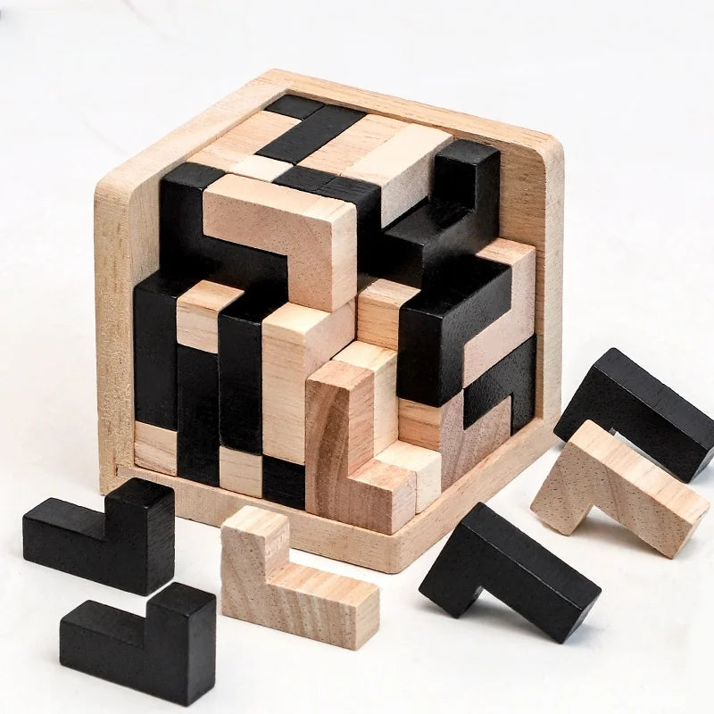 Kreatives 3D-Würfelpuzzle Luban Ineinandergreifendes Kreatives Pädagogisches Holzspielzeug Gehirn-IQ-Geist Frühlerngeschenke Für Kinder