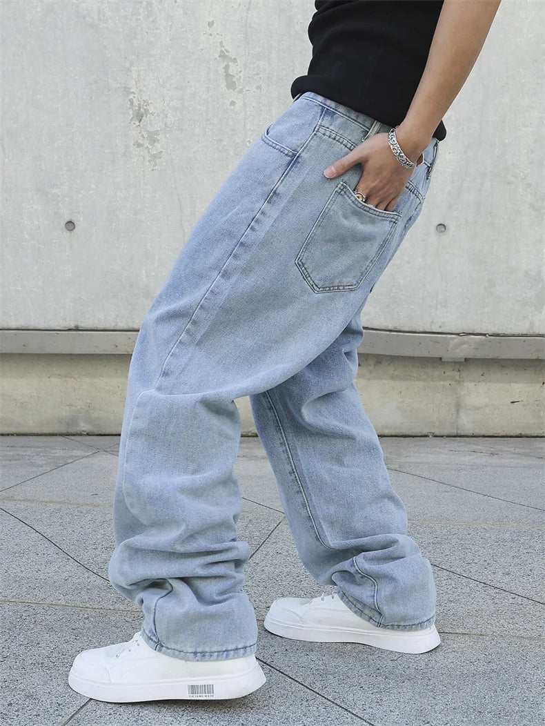 Frühling Herbst Herren Baggy Jeans Oversize Straight Loose Lässige Denim Hose Unifarben Streetwear Fashion Y2k Weite Hosen