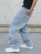 Frühling Herbst Herren Baggy Jeans Oversize Straight Loose Lässige Denim Hose Unifarben Streetwear Fashion Y2k Weite Hosen