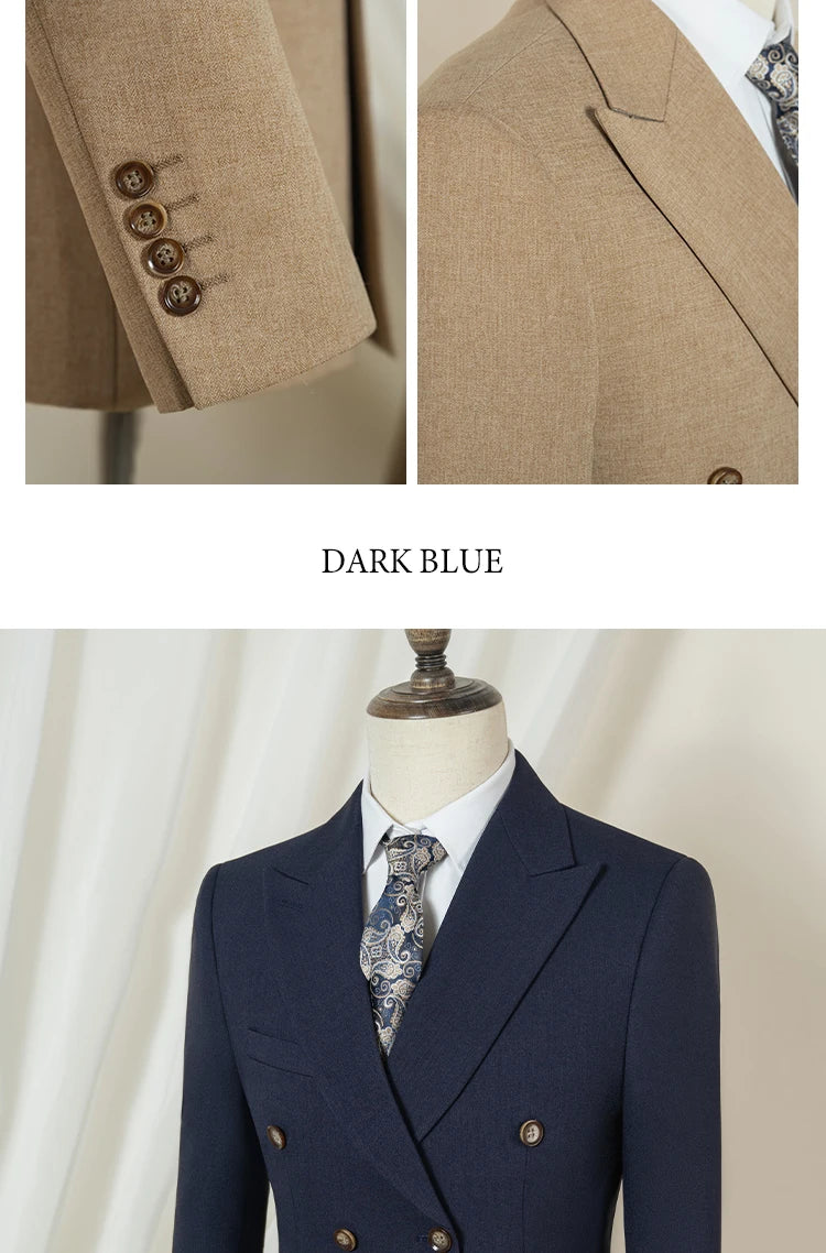ST Cassy Dunkelblau Eleganter Herrenanzug 2-teiliges Set Moderne Hochzeitsanzüge für Herren Stilvoller Business-Büroanzug