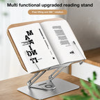 FORZOLA 360° Rotating Walnut Wood Reading Stand Student Reading Desktop Foldable Holder Book Ipad Tablet Notebook Laptop Bracket
