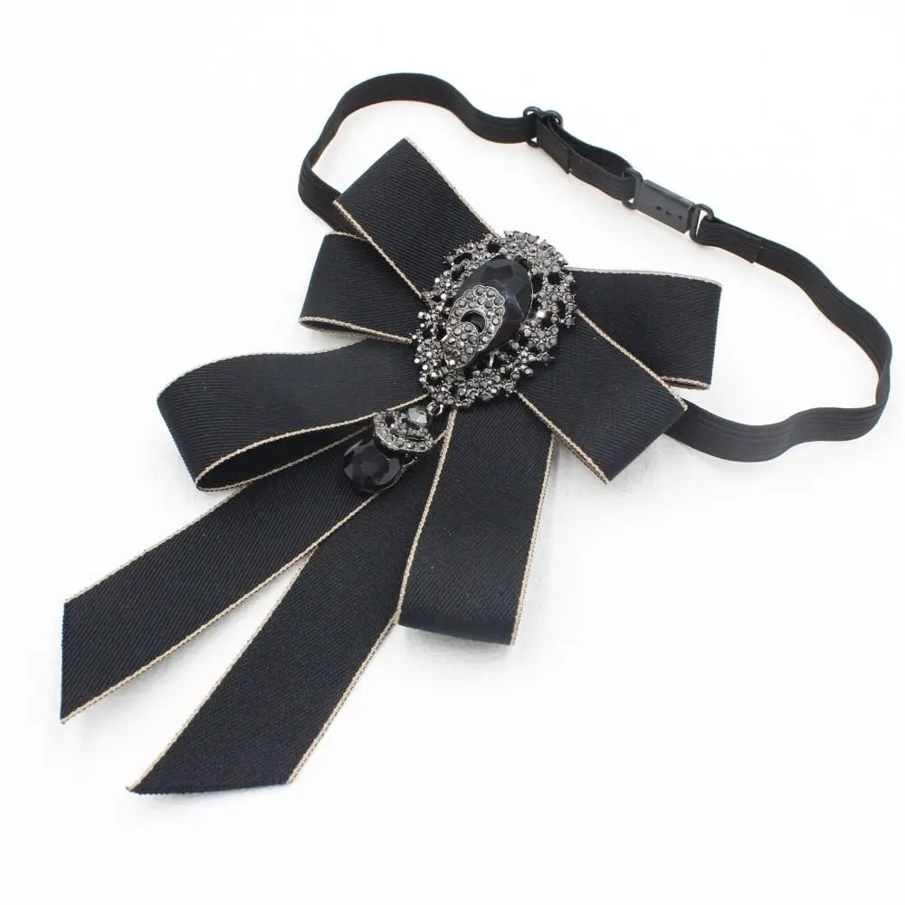 Fashion Ribbon Ribbon Bowtie Rhinestone Crystal Bow Tie Fabric Cloth Art Handmade Neck Tie For Men and Women