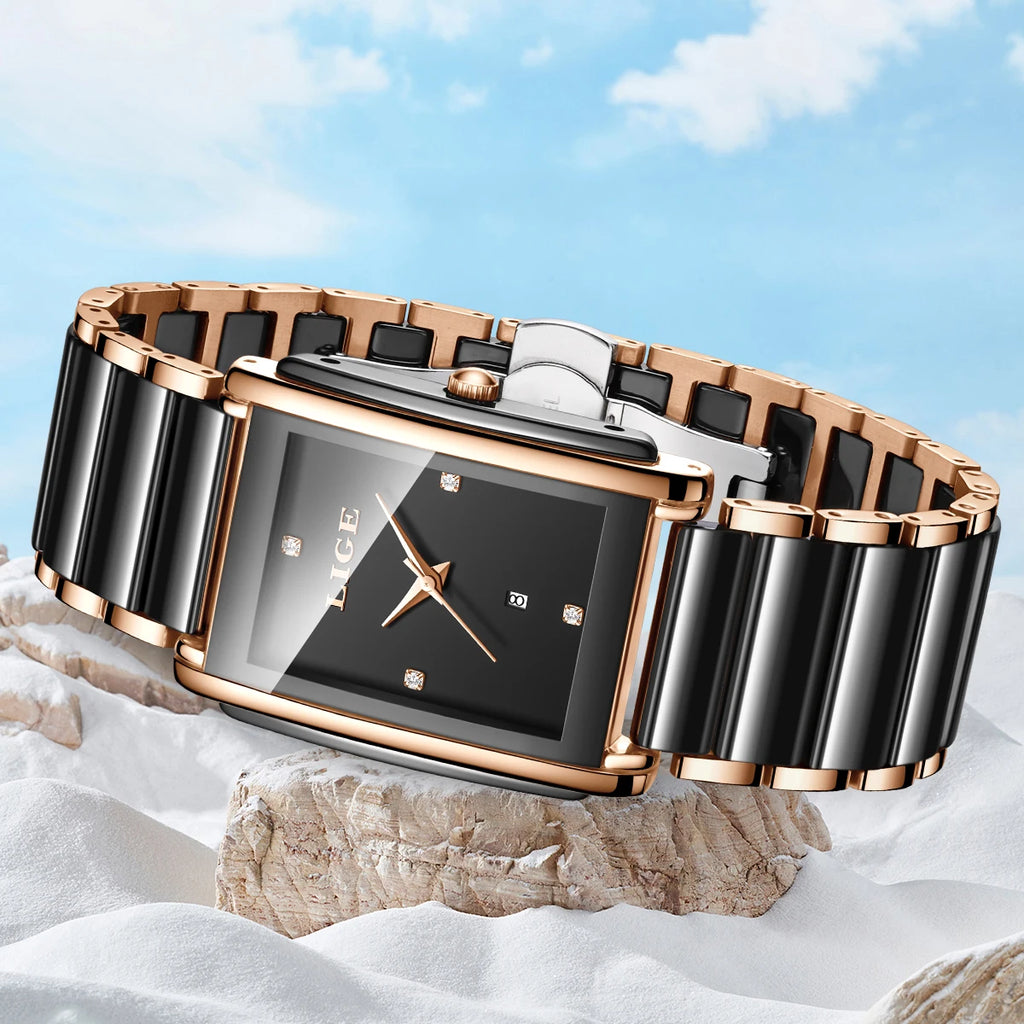 LIGE Mode Elegante Damenuhr Japanisches Uhrwerk Keramikarmband Luxus Damen Armband Quarzuhren Geschenke Reloj Mujer